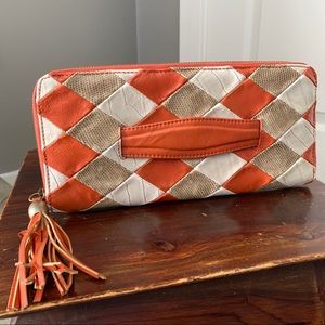 The Limited harlequin print clutch w/ carry strap